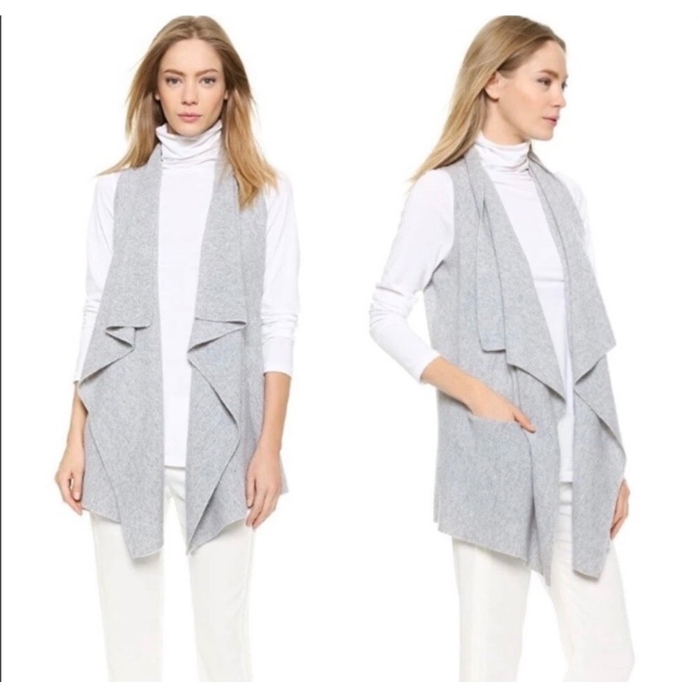 Vince‎ Wool Cashmere Sweater Vest Womens S Open Knit Waterfall Cardigan Luxury